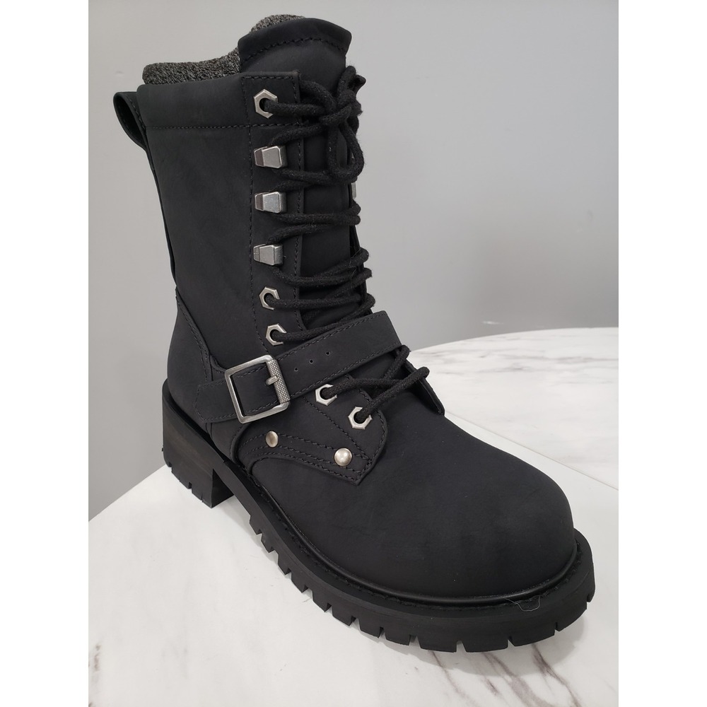 NEW SZ 7 Darker Wavs combat moto moto biker gothic boots punk OUTRO CADET BUCKLE - Picture 8 of 9